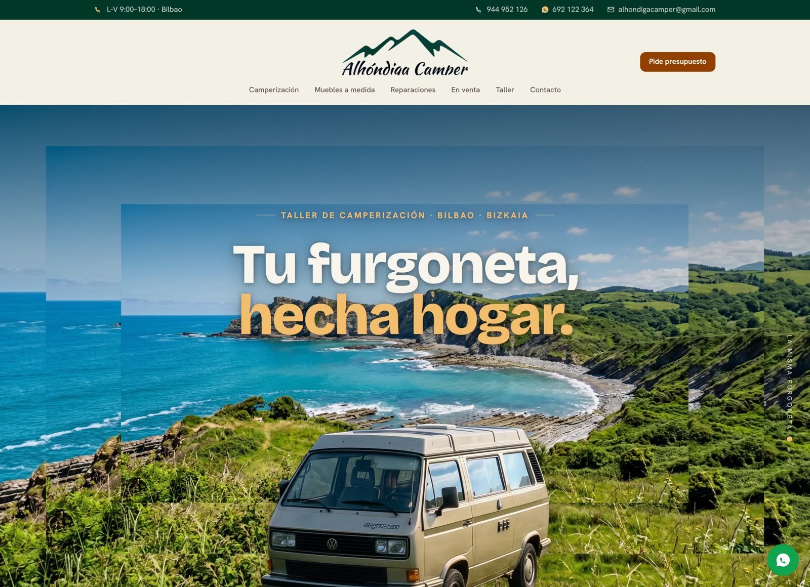 Home de la web de Alhóndiga Camper