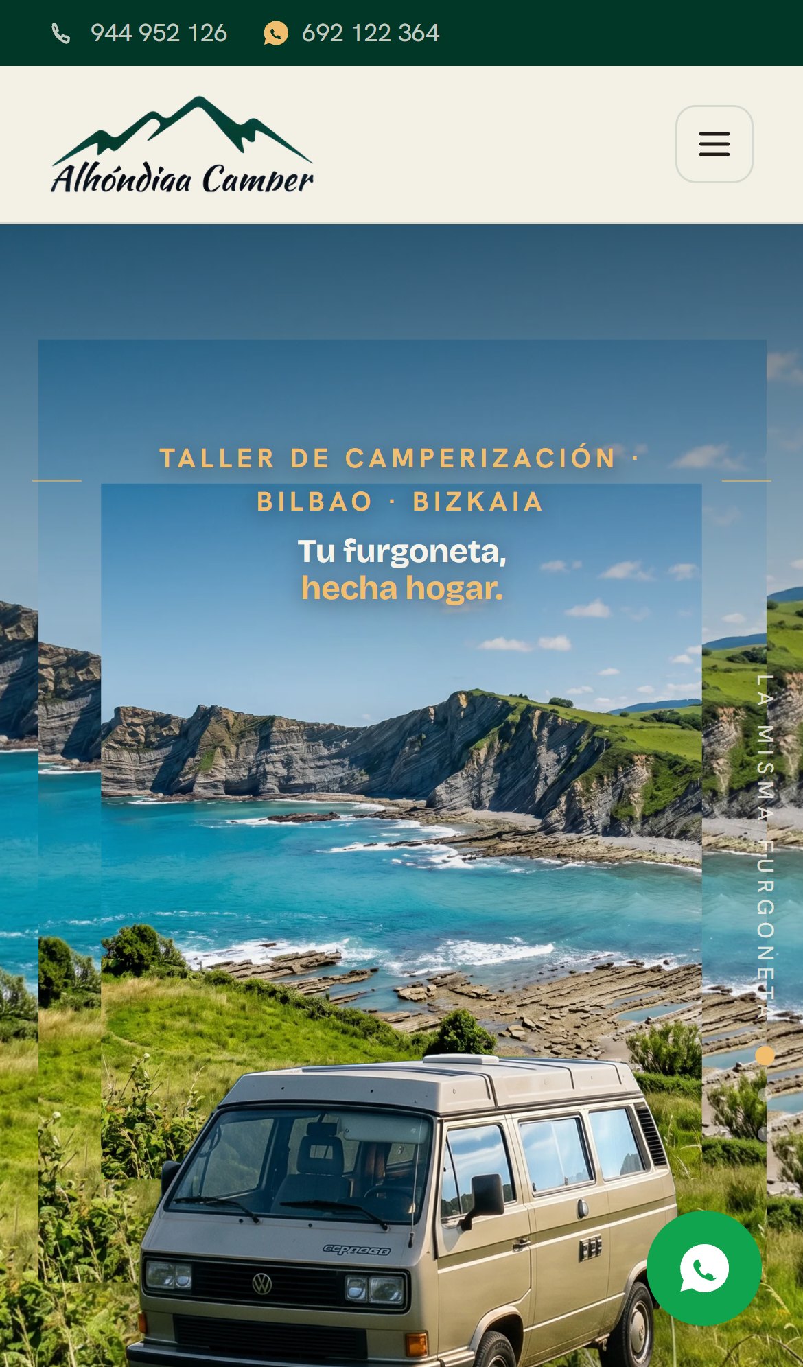 La web de Alhóndiga en móvil