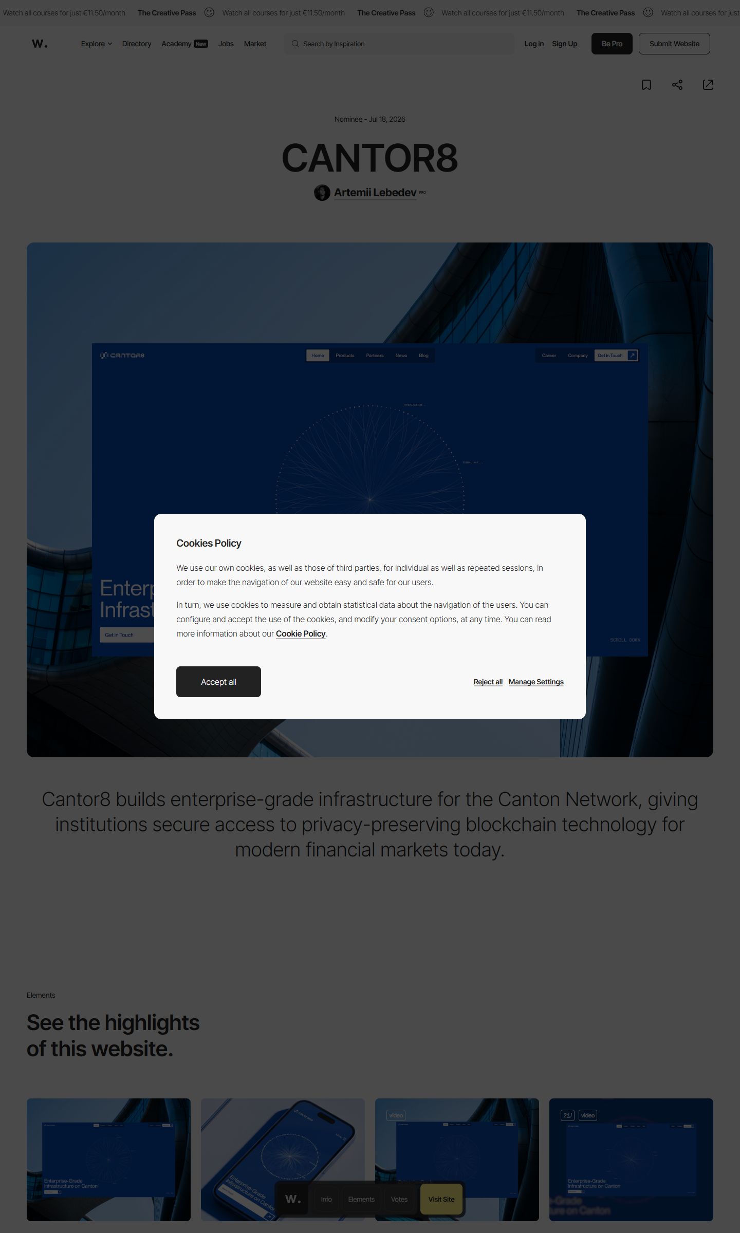 Ficha de caso de Awwwards